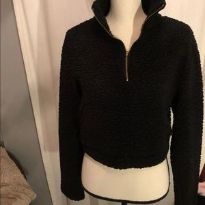 Shein black Sherpa small half zip